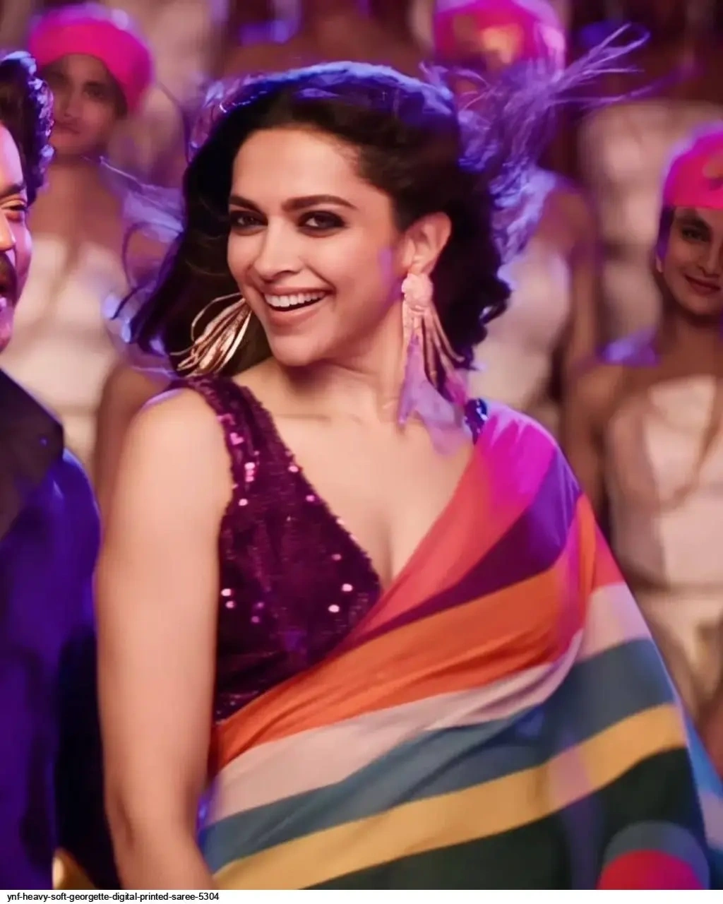 Deepika Padukone Georgette Saree with Sequin Embellished Blouse-2