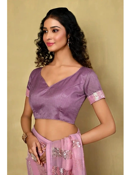 Embellished Georgette Sequence Saree with Sequence Embroidery Work-Pink-3