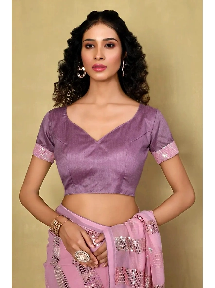 Embellished Georgette Sequence Saree with Sequence Embroidery Work-Pink-4