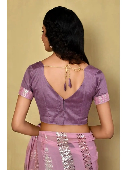 Embellished Georgette Sequence Saree with Sequence Embroidery Work-Pink-5