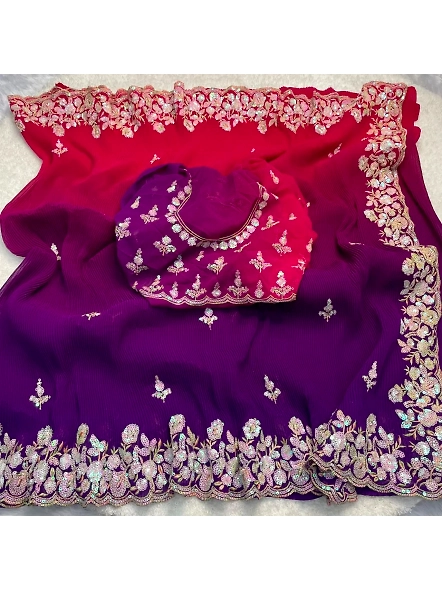 Soft Georgette Saree with Crush Pattern Design
