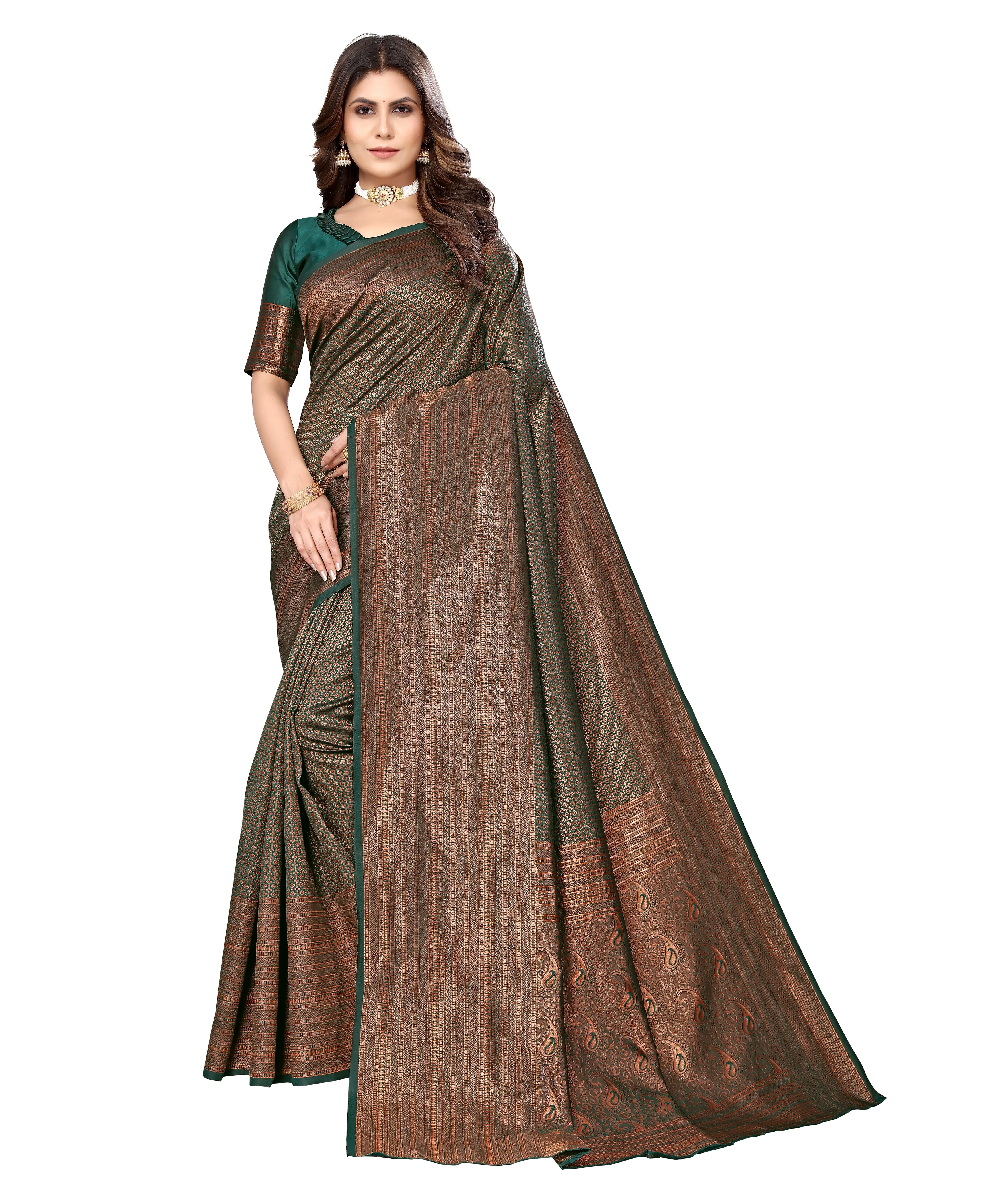 Jacquard Art Silk Weaving Saree-NISTHA_Green