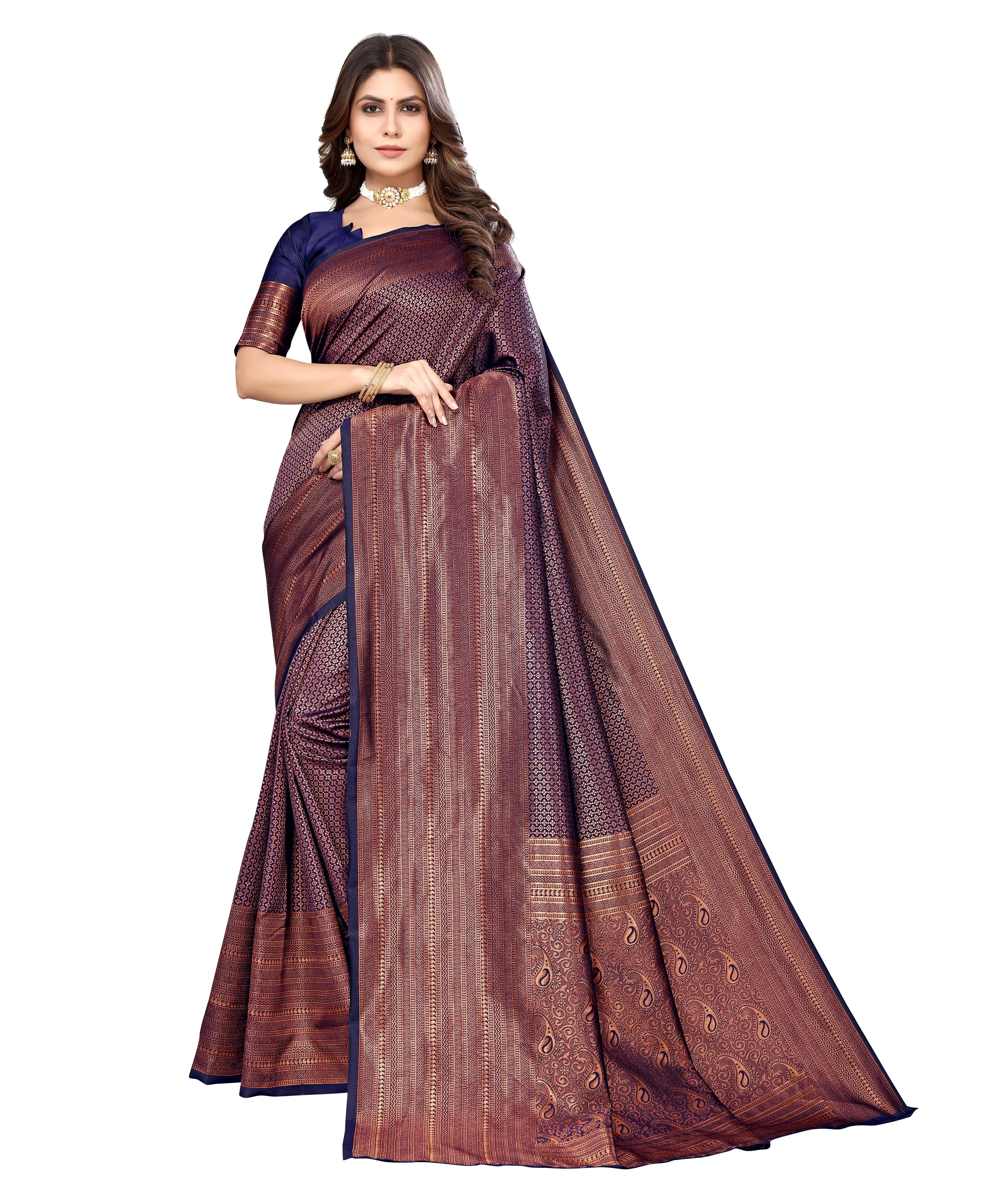 Jacquard Art Silk Weaving Saree-NISTHA_Navy