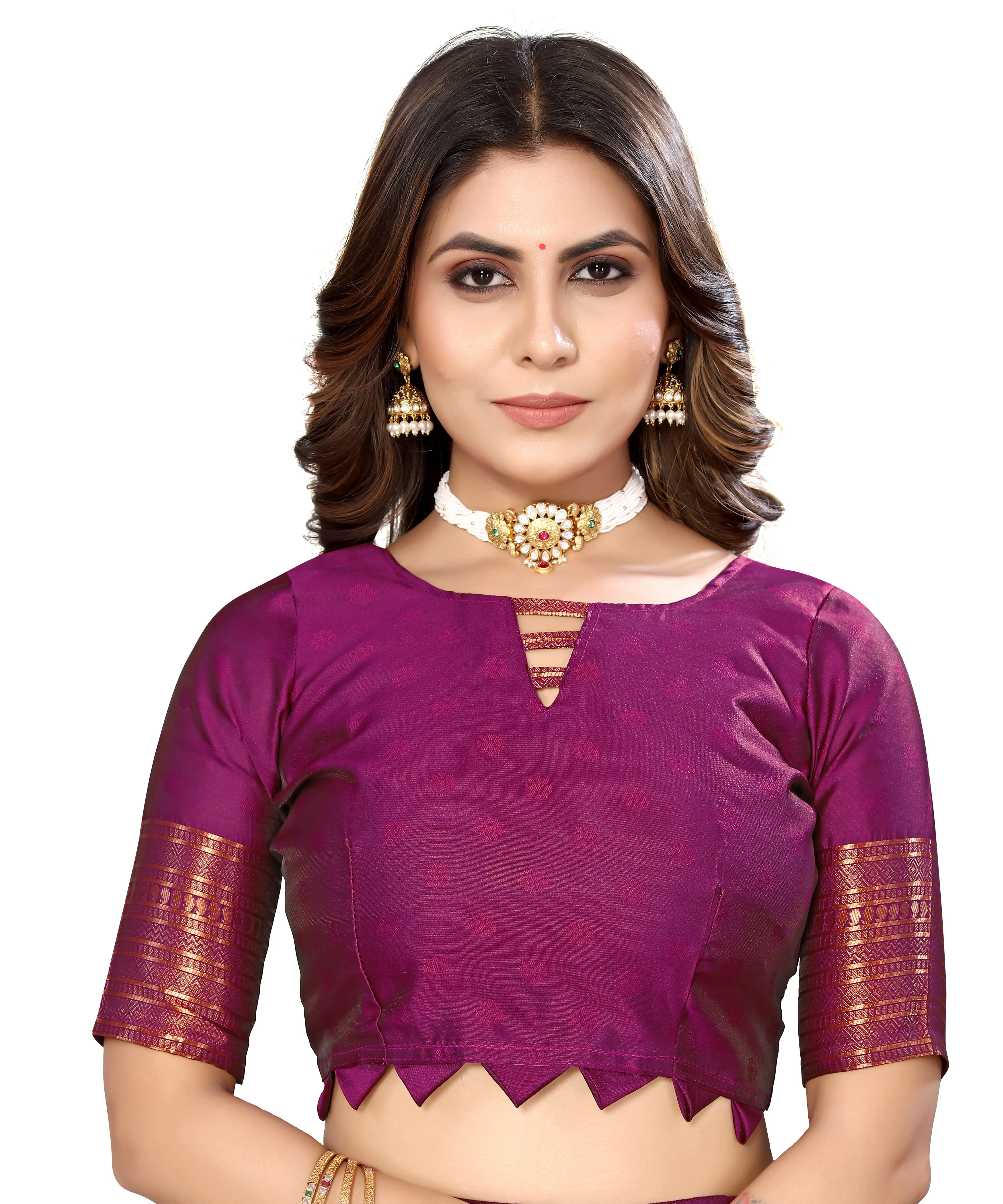 Jacquard Art Silk Weaving Saree-Purple-4