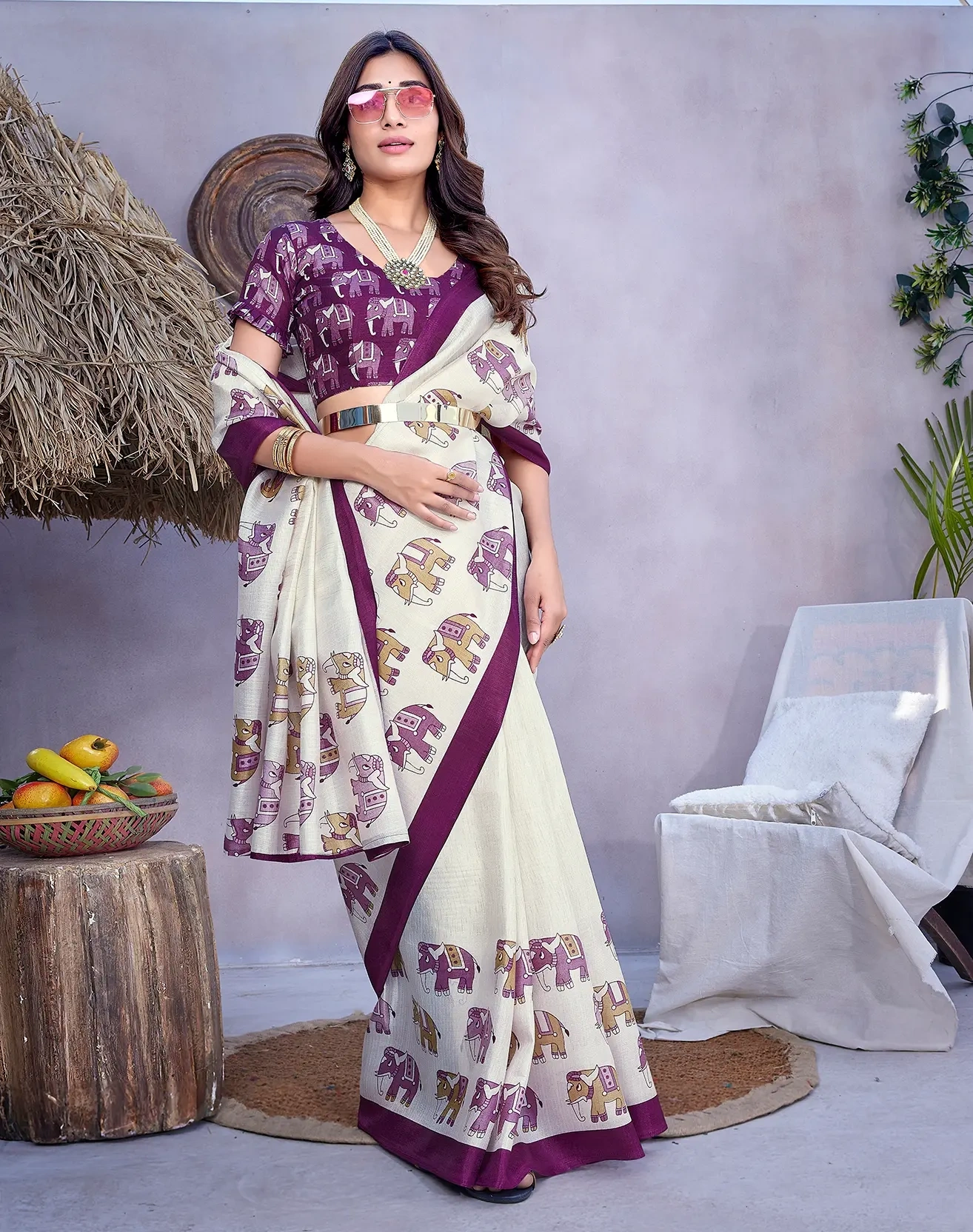 Art Silk Sarees-Purple-1