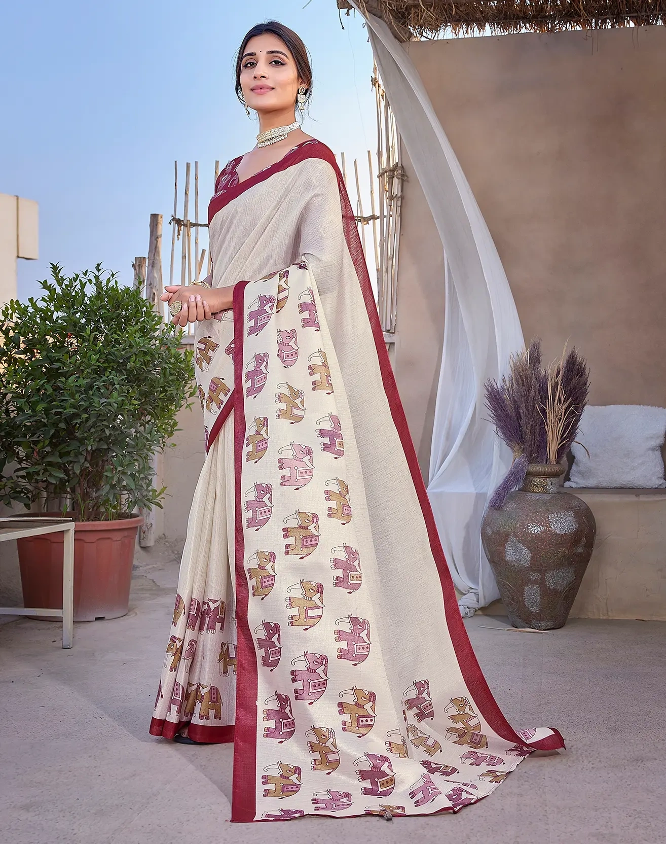 Art Silk Sarees-Red-3