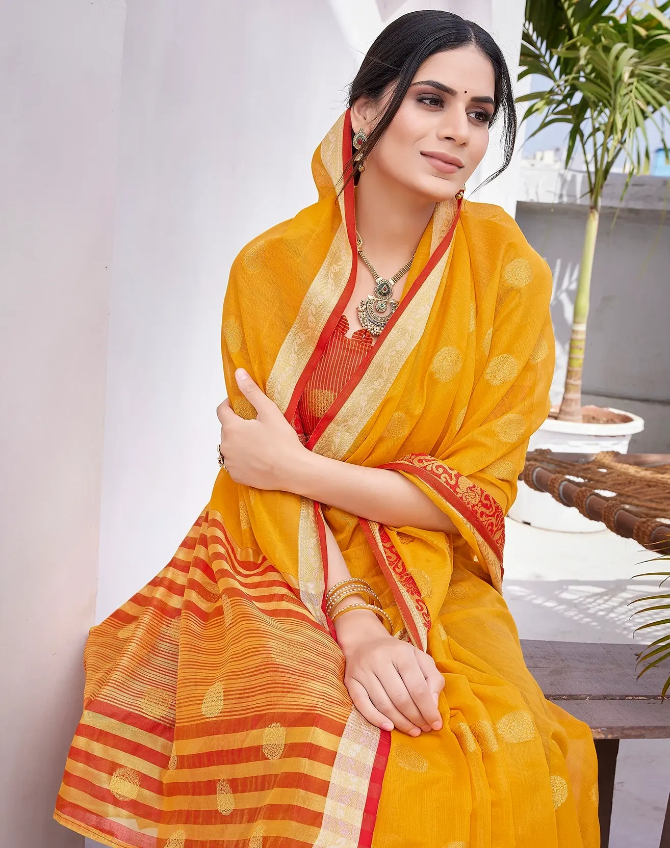 Luxurious Haldi Cotton Silk Saree for Comfort and Elegance-2