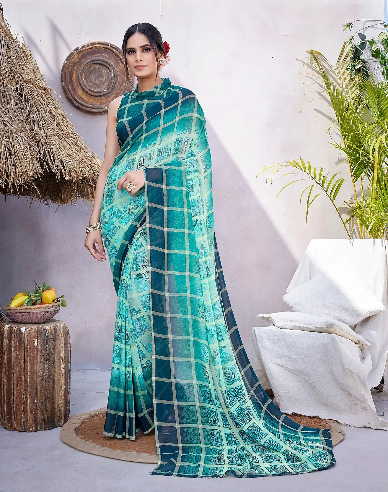 Georgette Printed Saree-DANVI_Rama