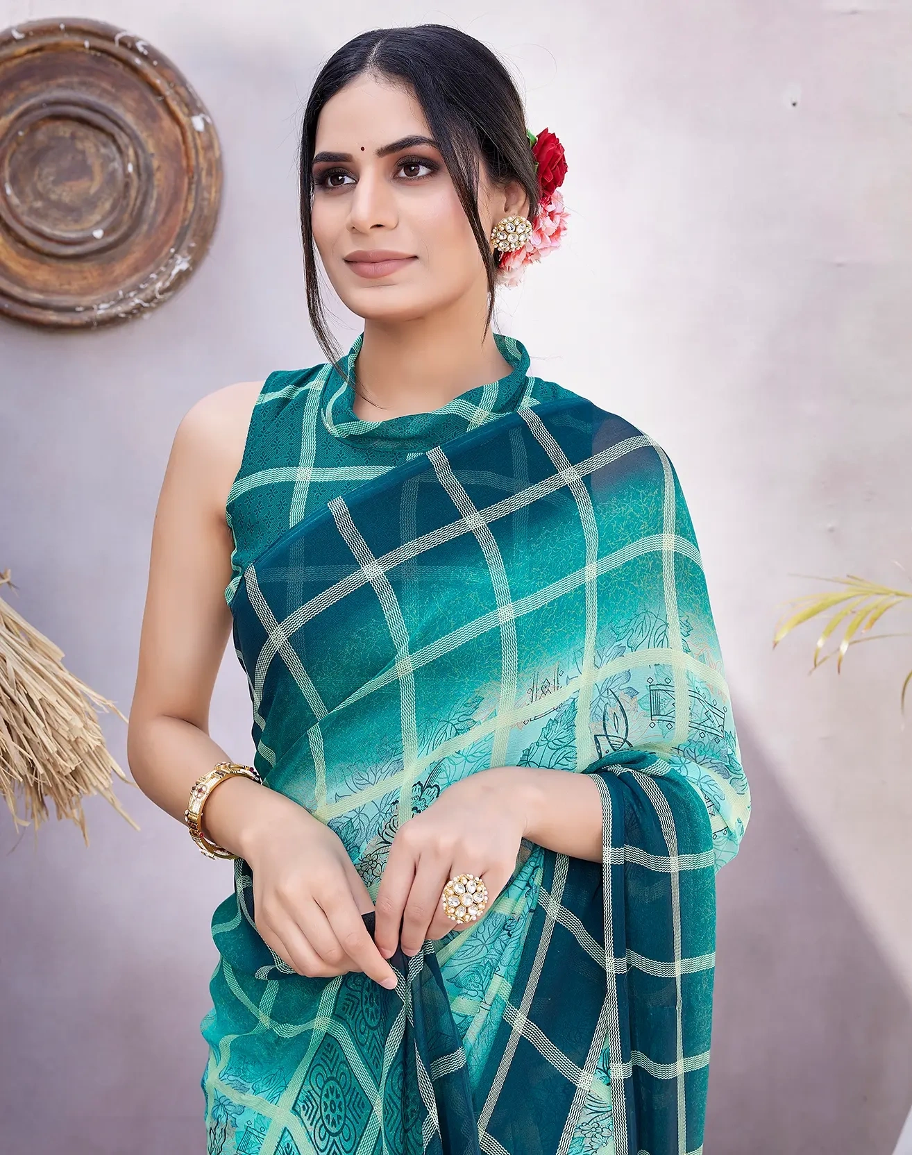 Georgette Printed Saree-Rama-2