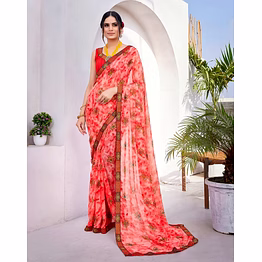 shiv georgette saree with jacquard lace borders