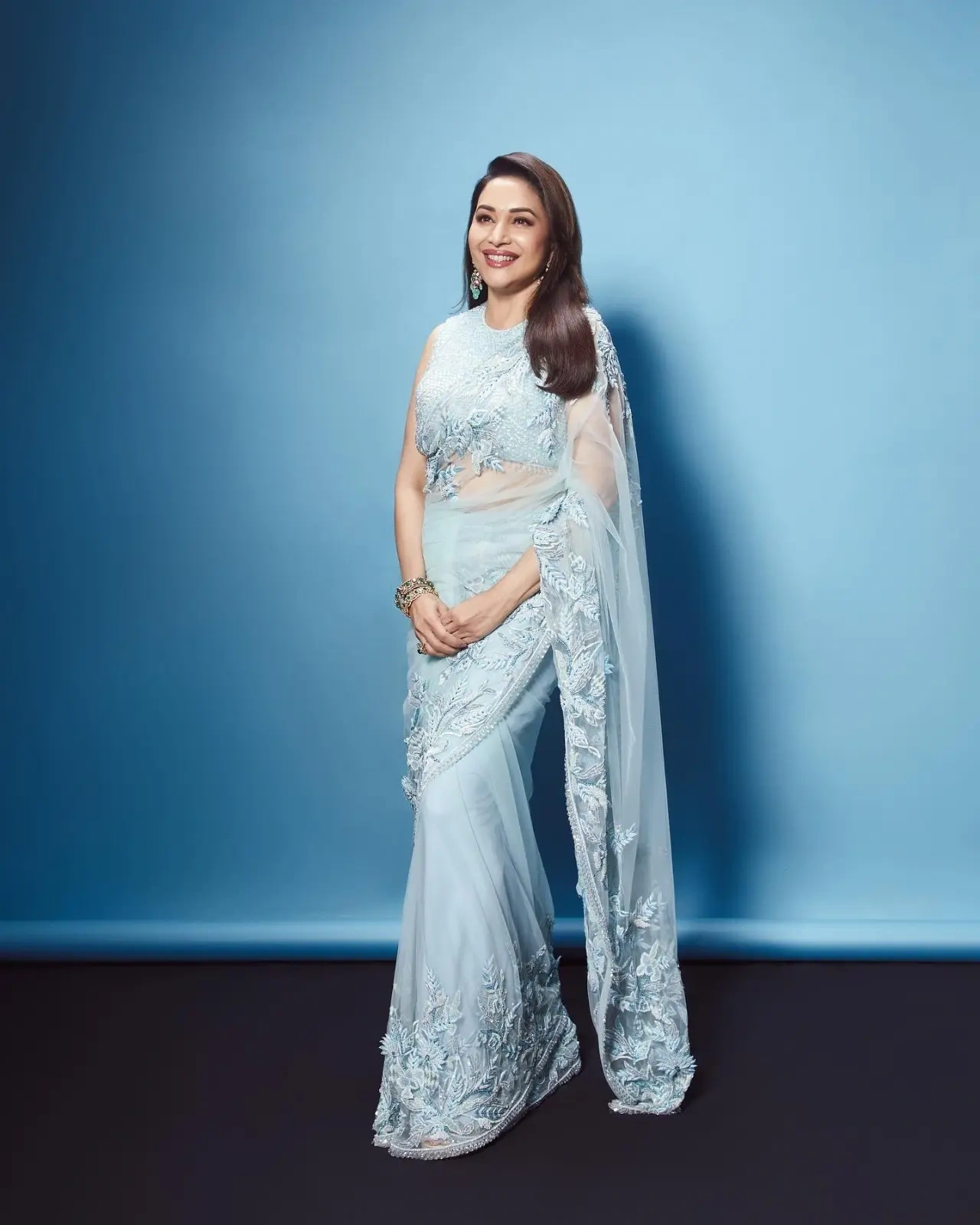 Sparkling Ice Blue Saree-SN-773