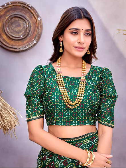 Kusum Georgette Saree with Jacquard Lace-Green-4