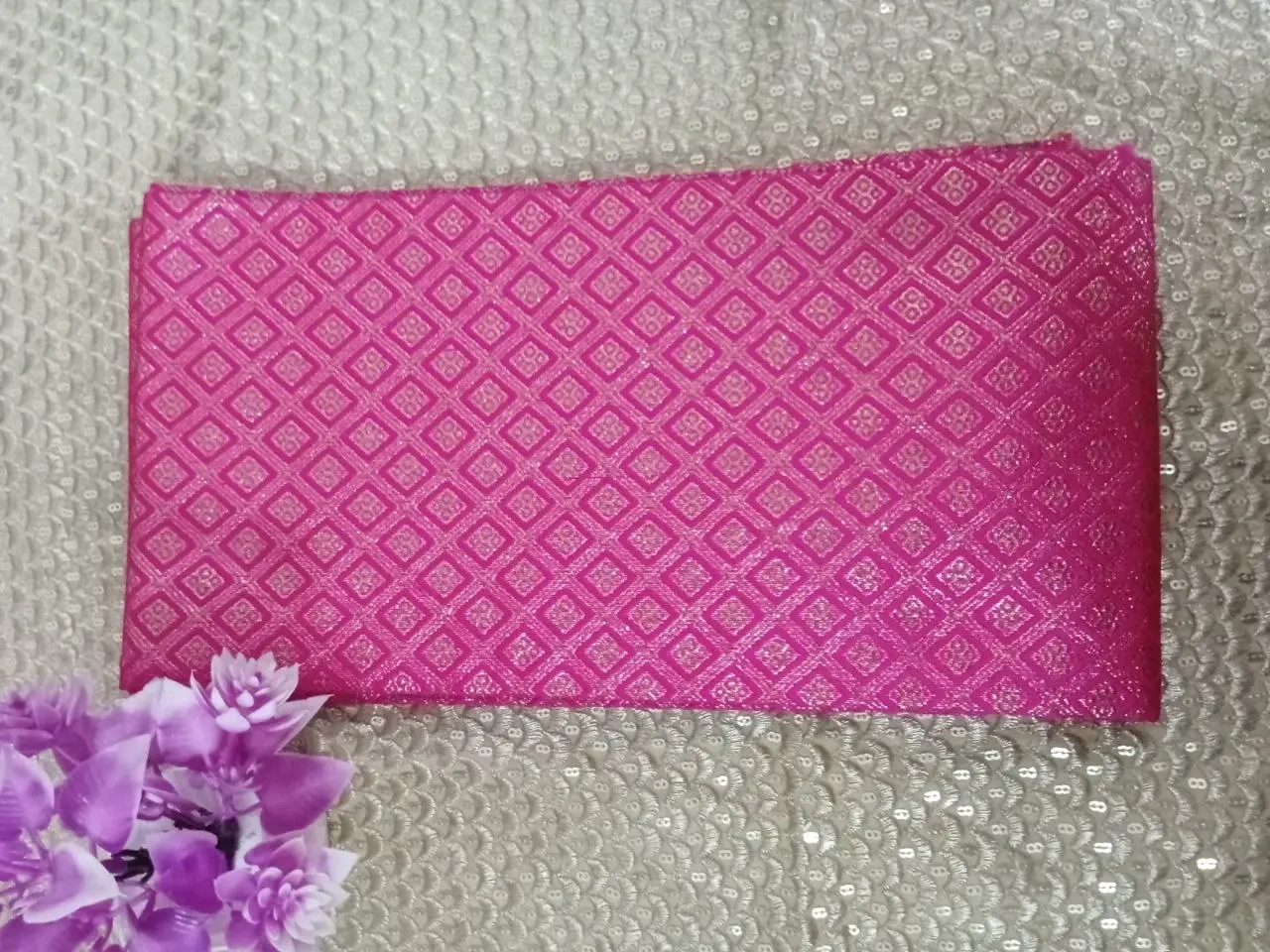 Exquisite Banarasi Brocade Silk Fabric for Luxurious Creations-DesignB_Pink