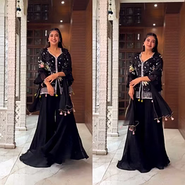 shiv black georgette designer party wear set