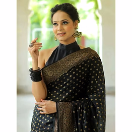 rinkal tex pure banarasi silk saree with attractive blouse piece