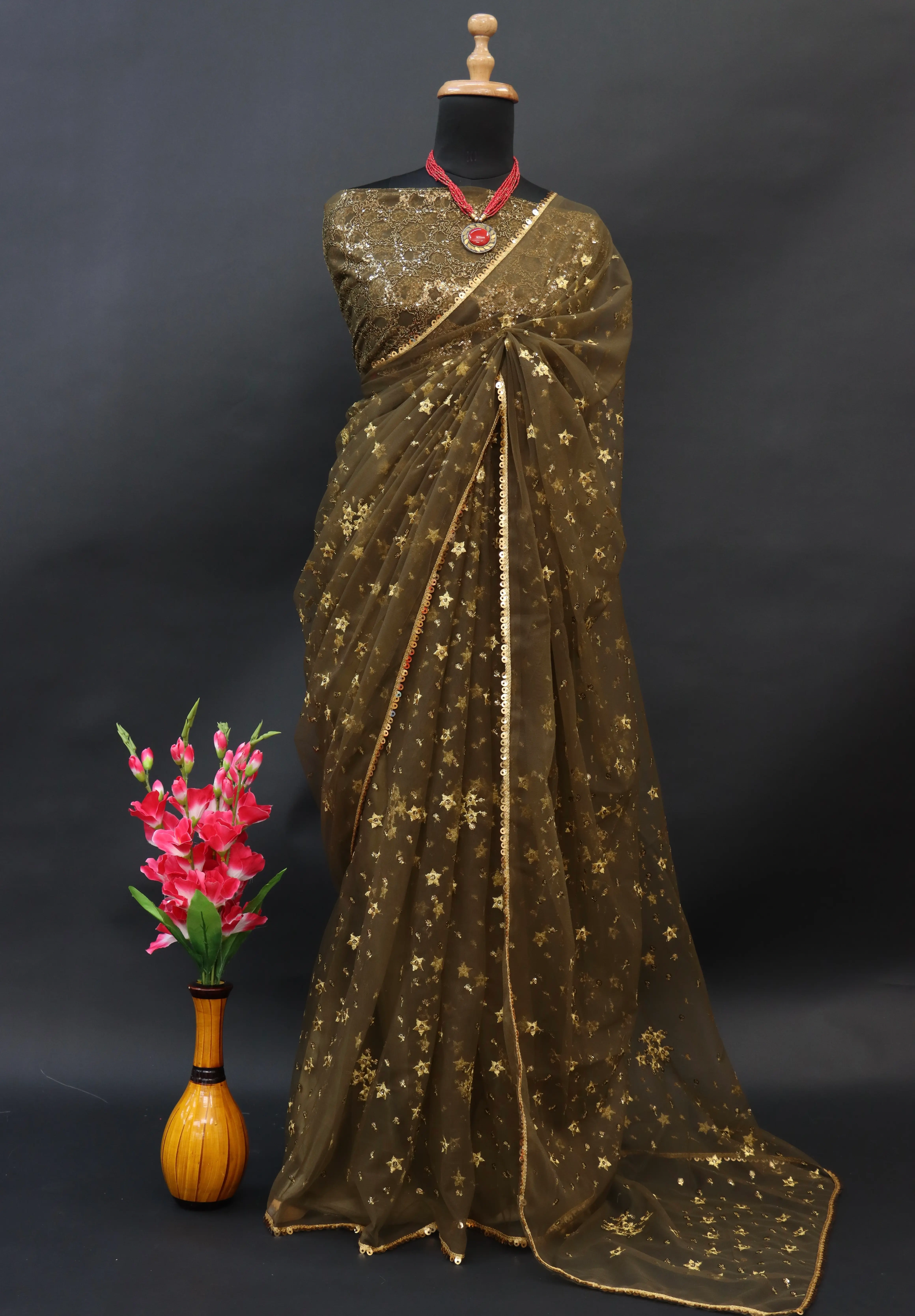 Bollywood Designer Sequin Saree -Embroidered Luxury-4