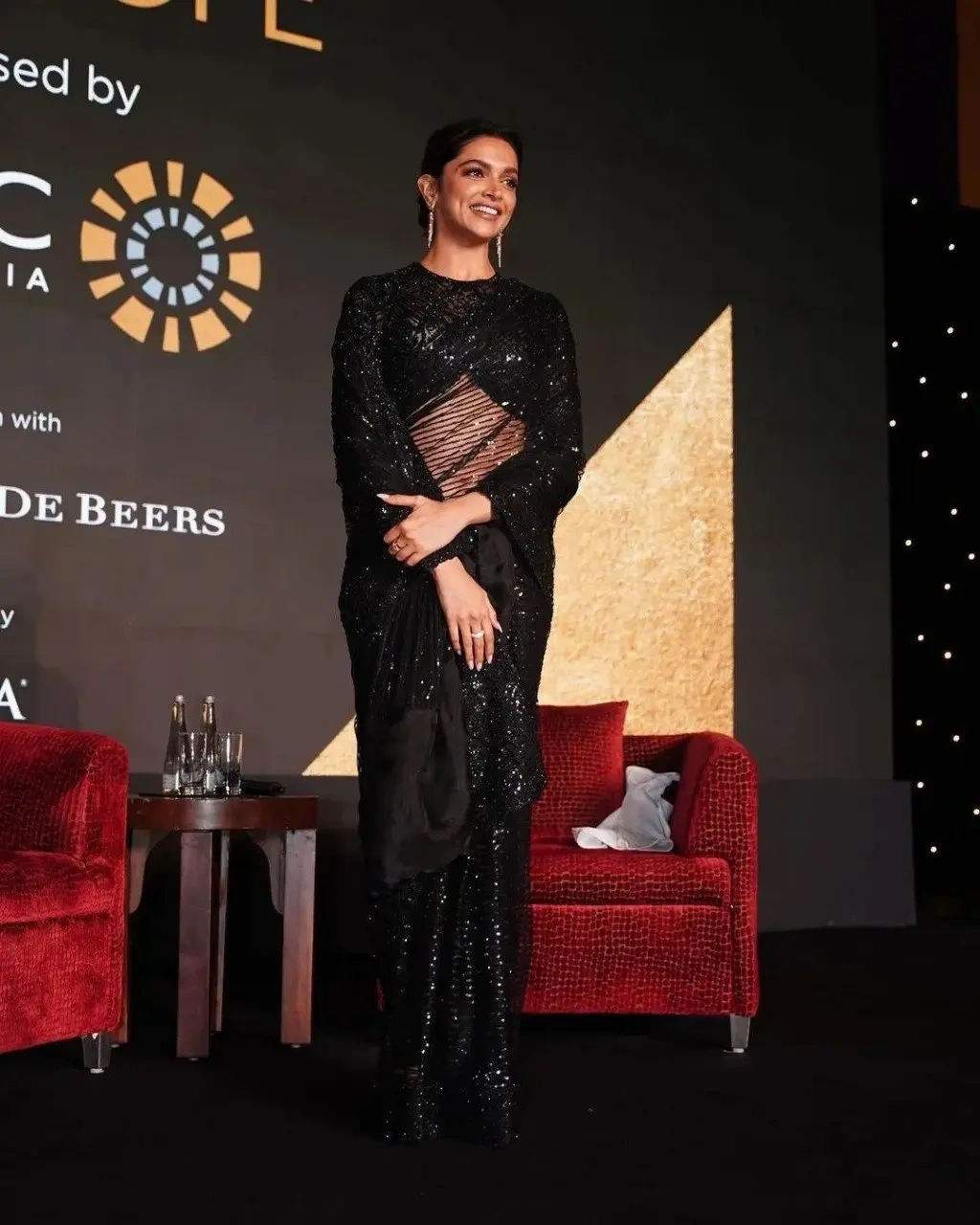 Deepika padukone black latest saree