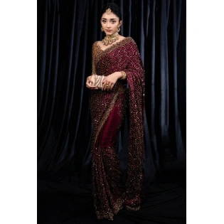 Enchanting Kasturi Silk Saree - Bridal Silk Georgette Saree with Fancy Dori & Zari Work