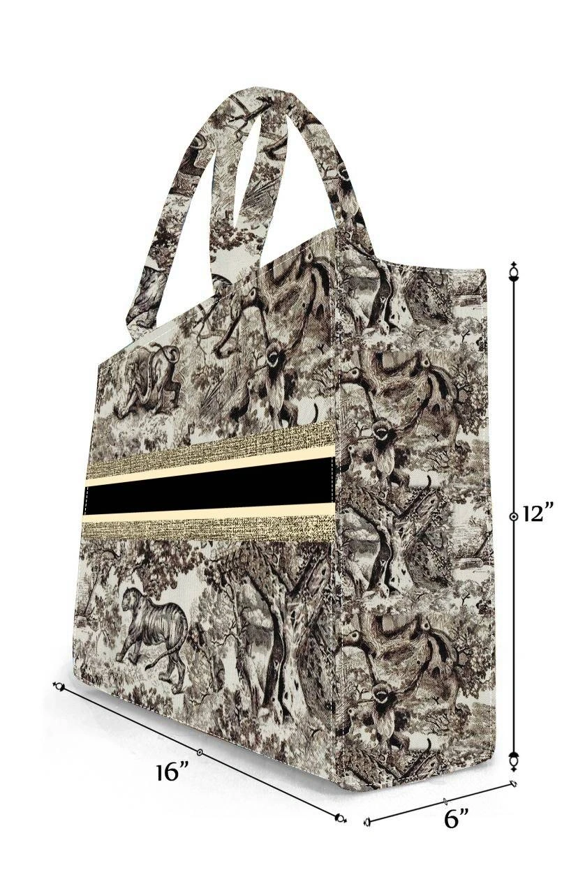 Ethnic Motifs Printed Structured Canvas Tote Bag-1