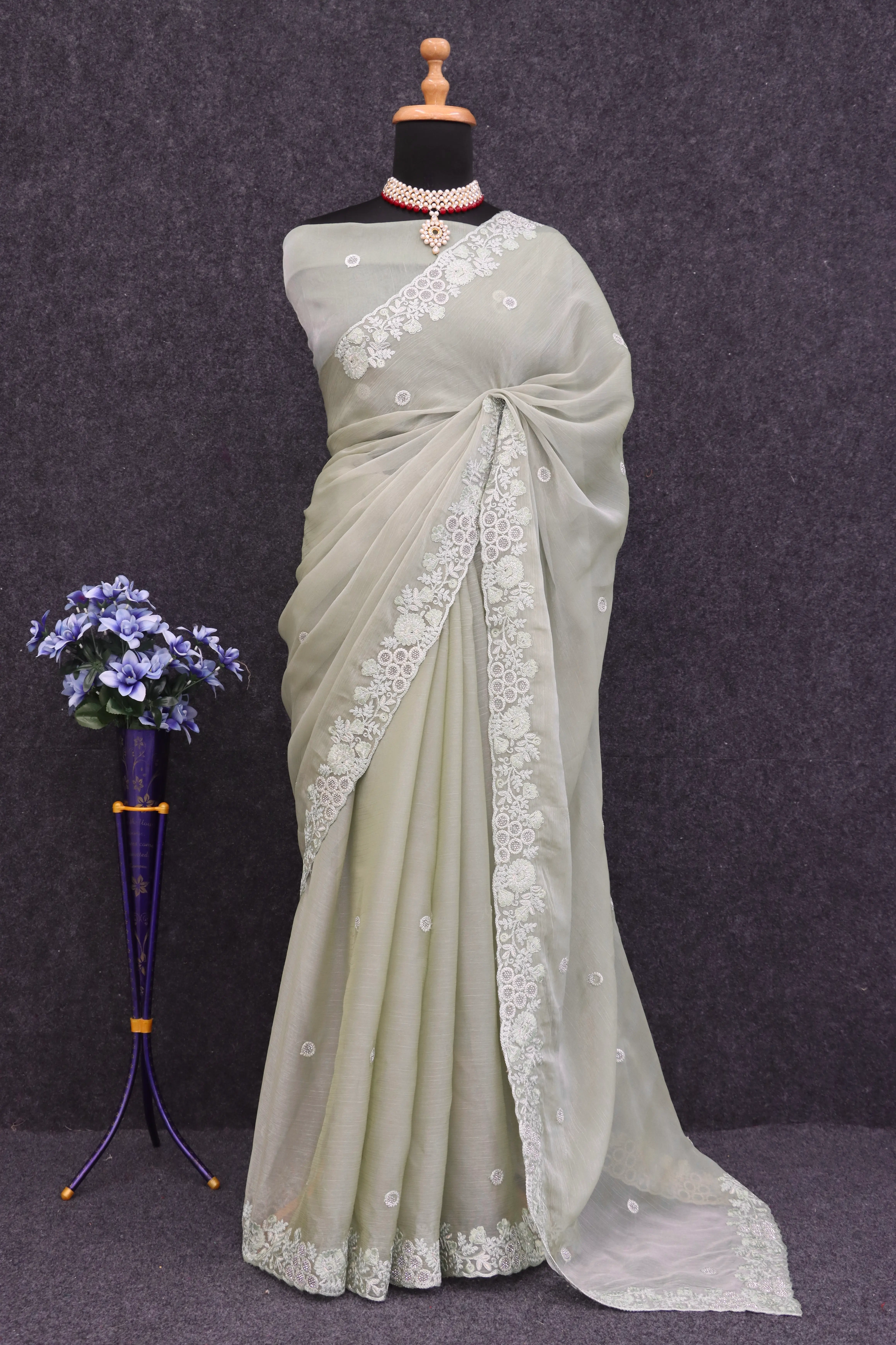 Jimmy Choo Saree - Exquisite C-Pallu &amp; Sequin Work Saree-C4-4