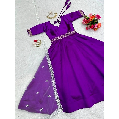 Riya Mesmerizing Purple Monster Phantom Silk Anarkali Suit