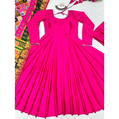 Riya Deep Pink Malai Satin Lace Work Salwar Suit - Elegant Ethnic Attire