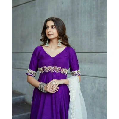 Mesmerizing Violet Color Phantom silk Anarkali Suit