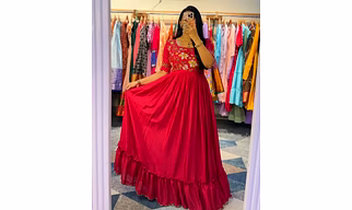 Pink Color Georgette Thread and Sequence Work Gown