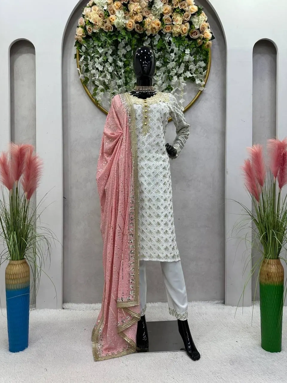 Enchanting Pink Embroidered Pakistani Salwar Suit-XL-3