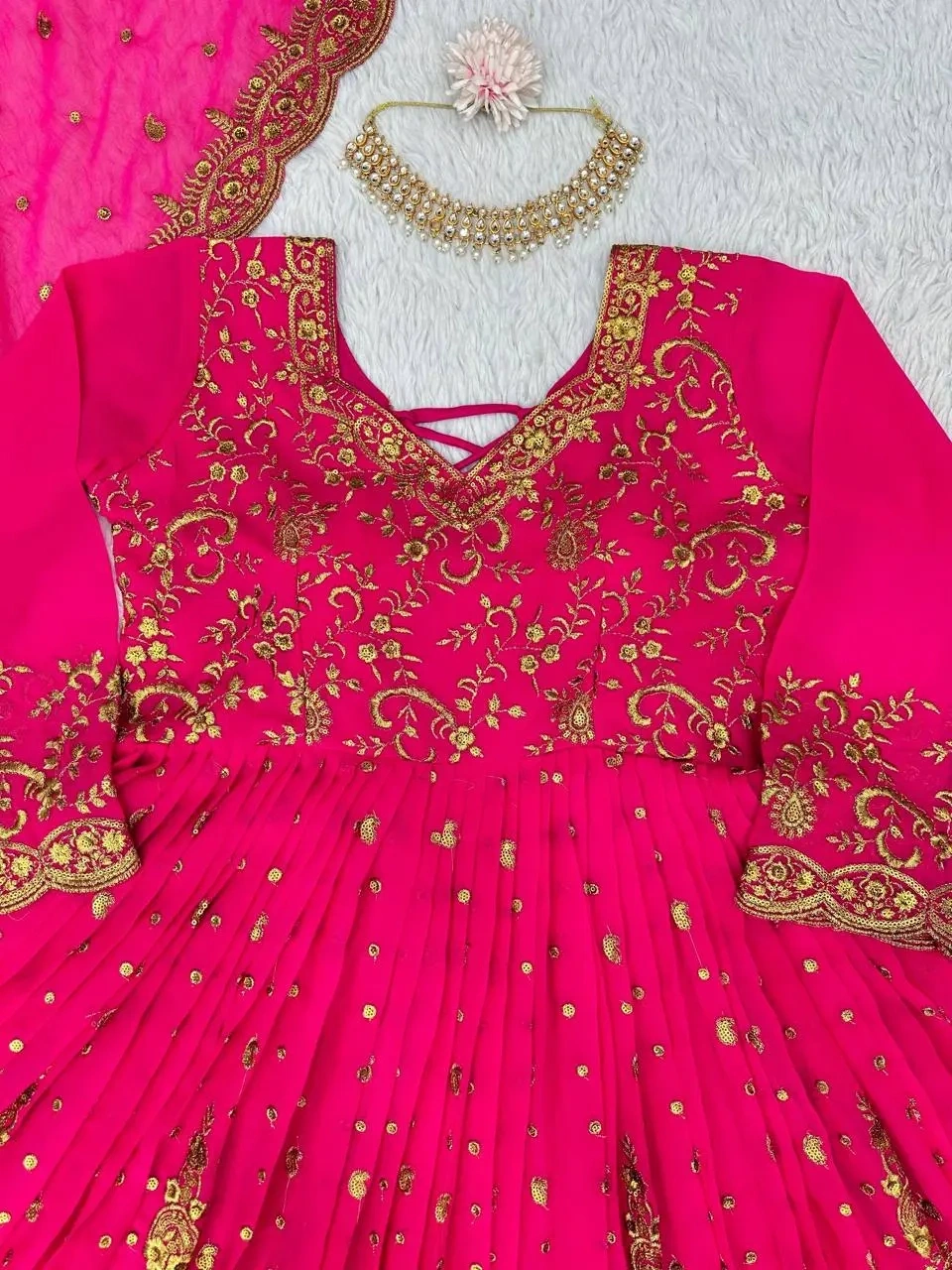 Outstanding Zari With Sequence Work Pink Sahara Suit-Pink-M-4