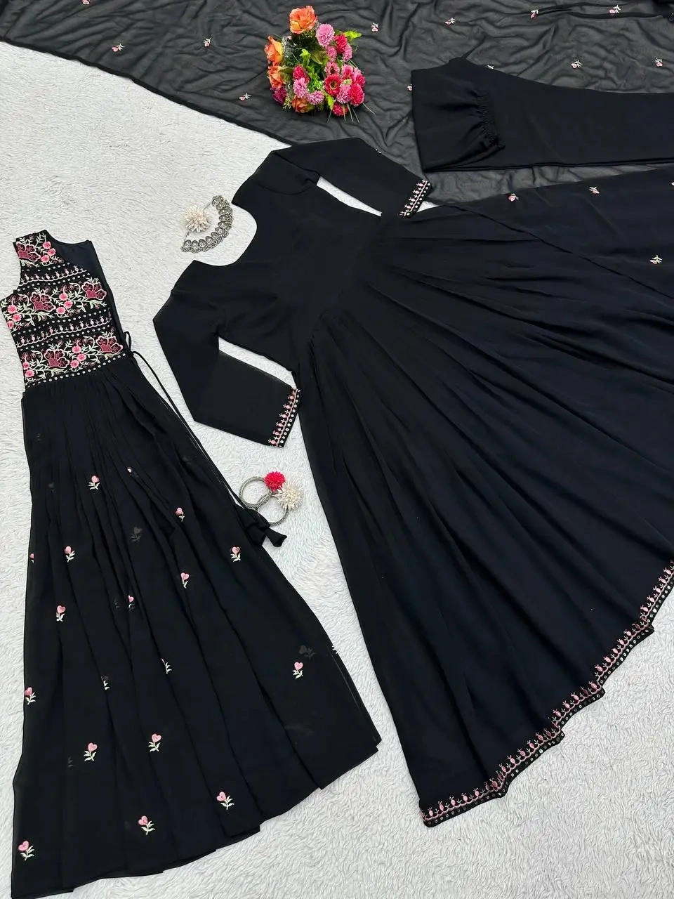 Black Embroidery Work Salwar Suit-BLACK-M-5