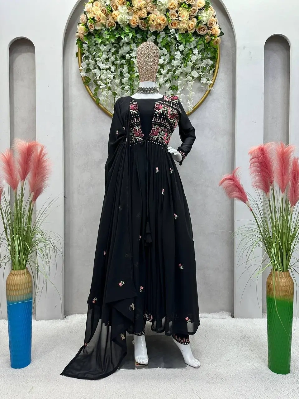 Black Embroidery Work Salwar Suit-BLACK-L-2