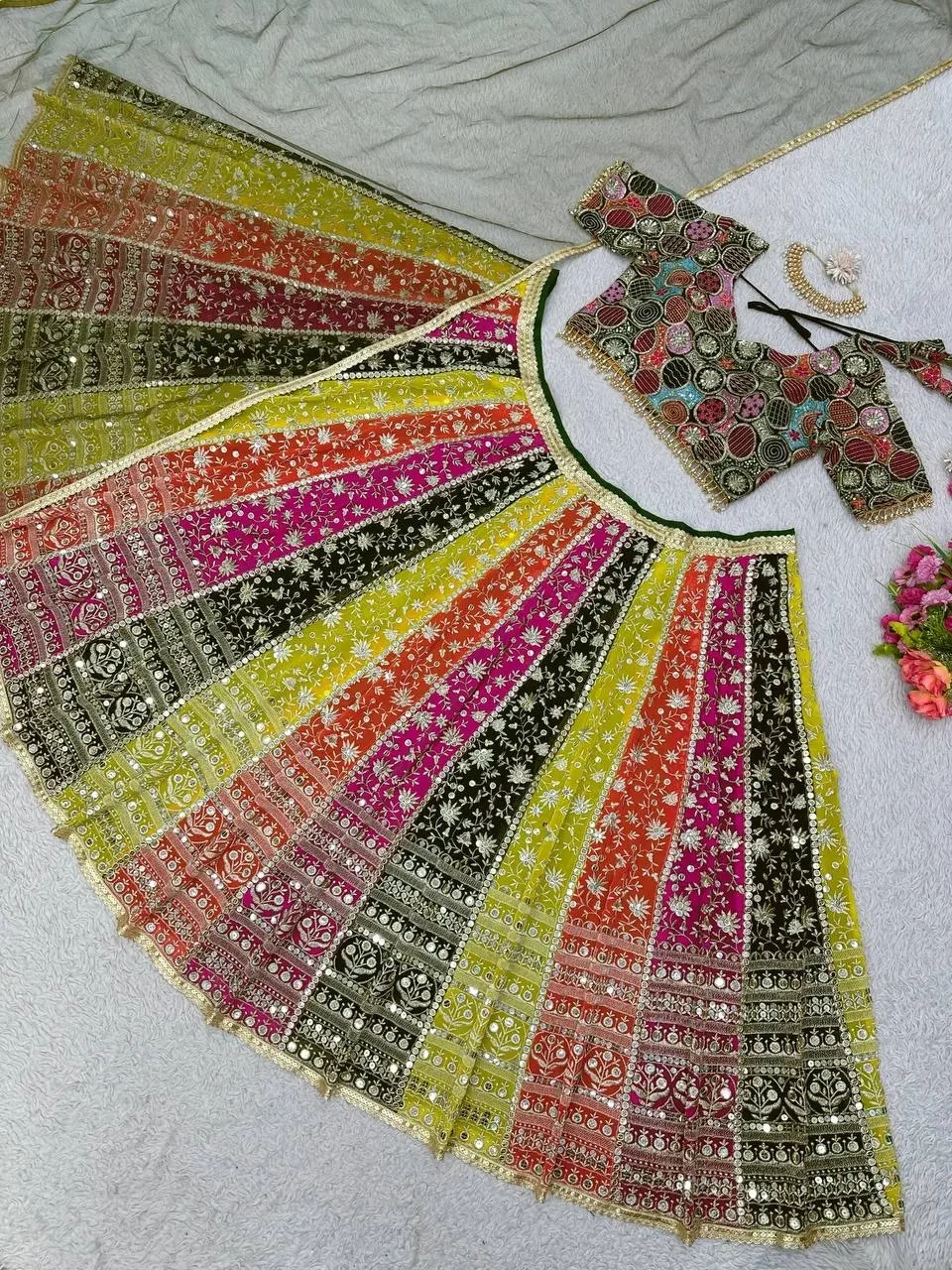 Multicolor Georgette Sequence Lehenga Choli