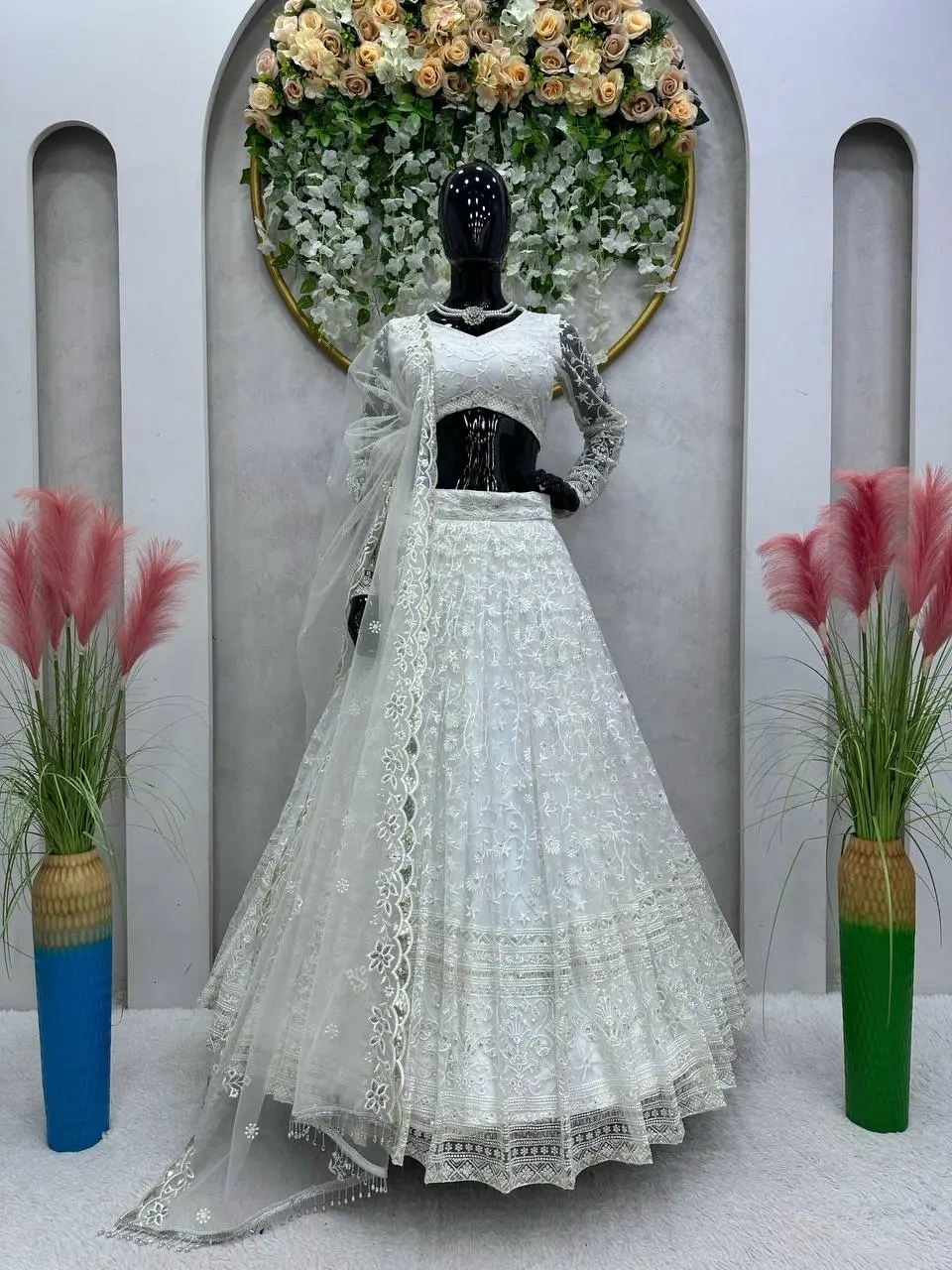 Wedding Special Lehenga Choli Set-White-2