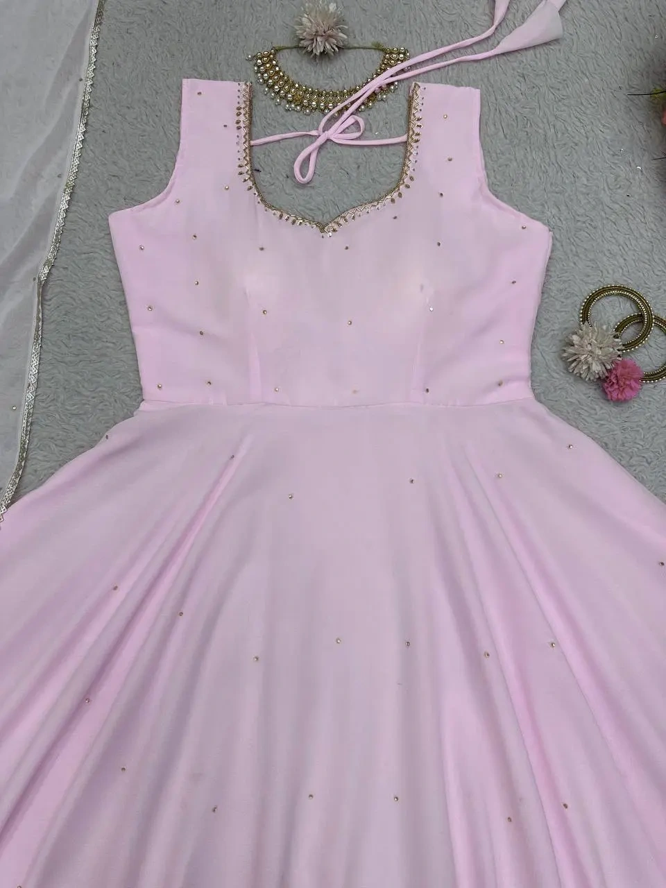 Stylish Pink Georgette Handwork Diamond Work Salwar Suit-PINK-XL-5