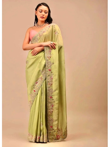 Diamond Chinon Silk Embroidered Saree