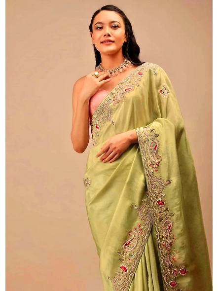 Diamond Chinon Silk Embroidered Saree-2