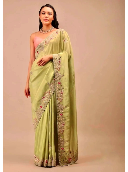 Diamond Chinon Silk Embroidered Saree-3