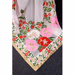 shiv white georgette chain stitch work saree