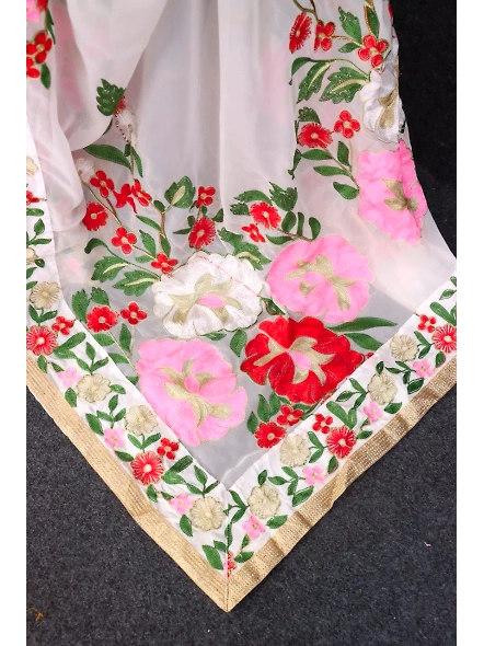 Shimmering Soiree Embroidered Saree - Elegant Ethnic Attire-6