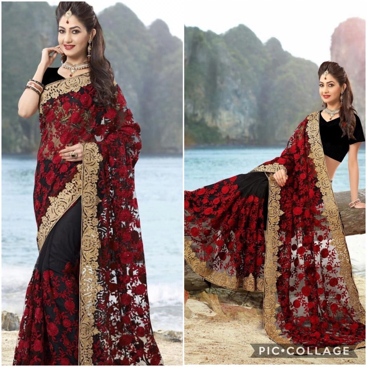 Luxurious Designer Embroidered Party Wear Saree - Elegant Shimmer-2