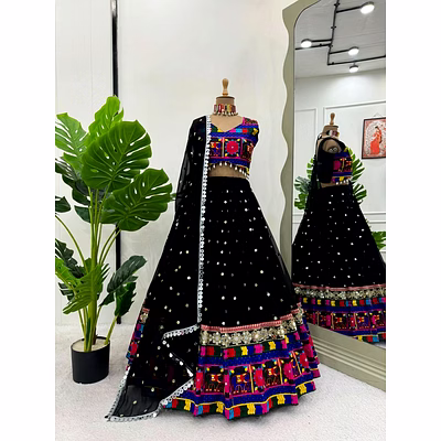 queen black georgette lehenga for navratri festivities
