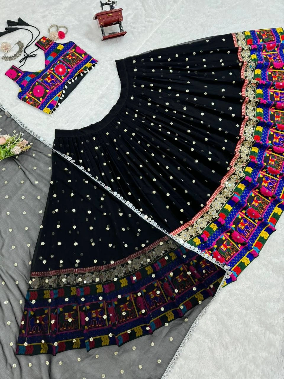 Exquisite Black Georgette Lehenga for Navratri Festivities-Black-2