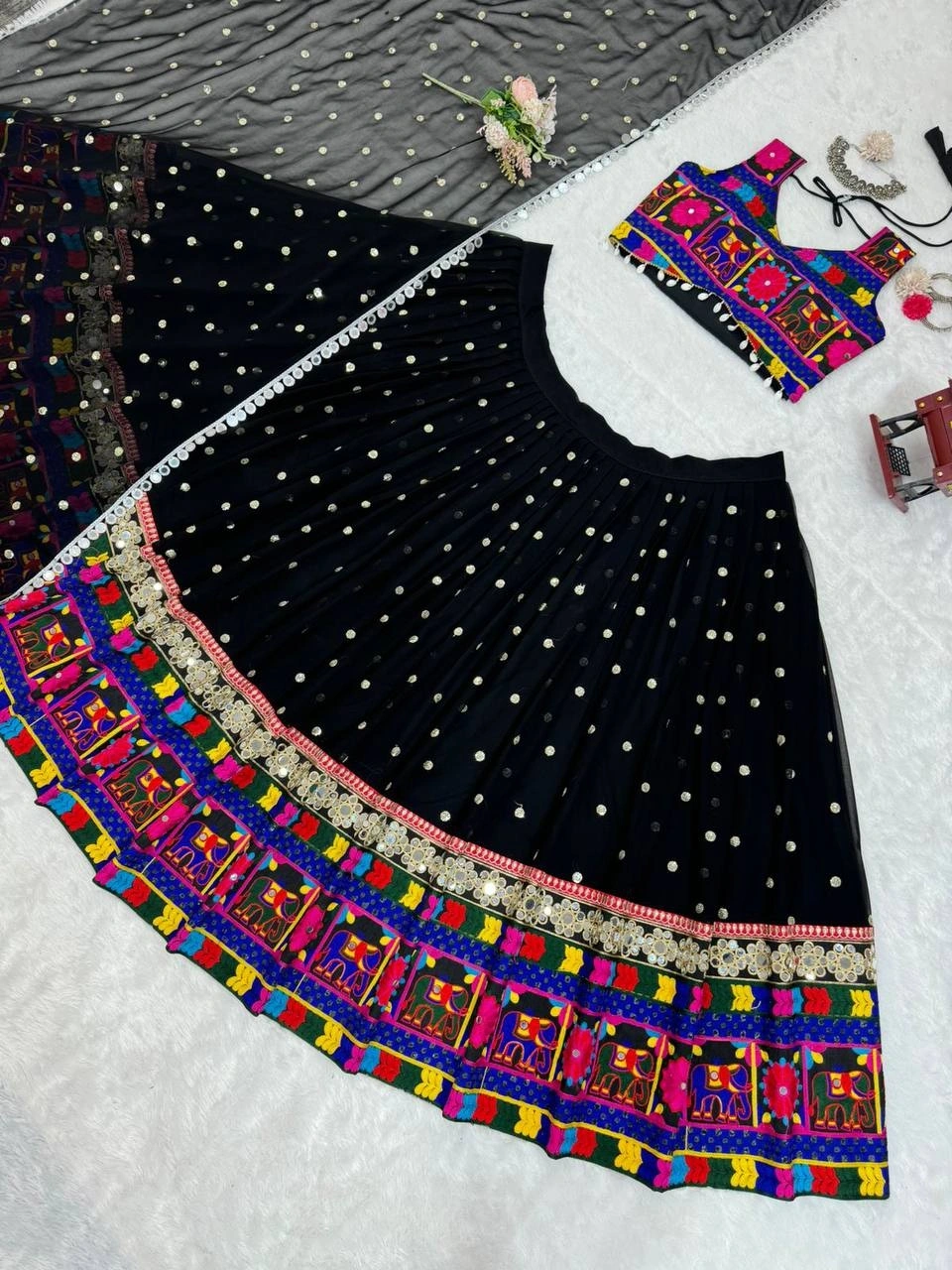 Exquisite Black Georgette Lehenga for Navratri Festivities-Black-3