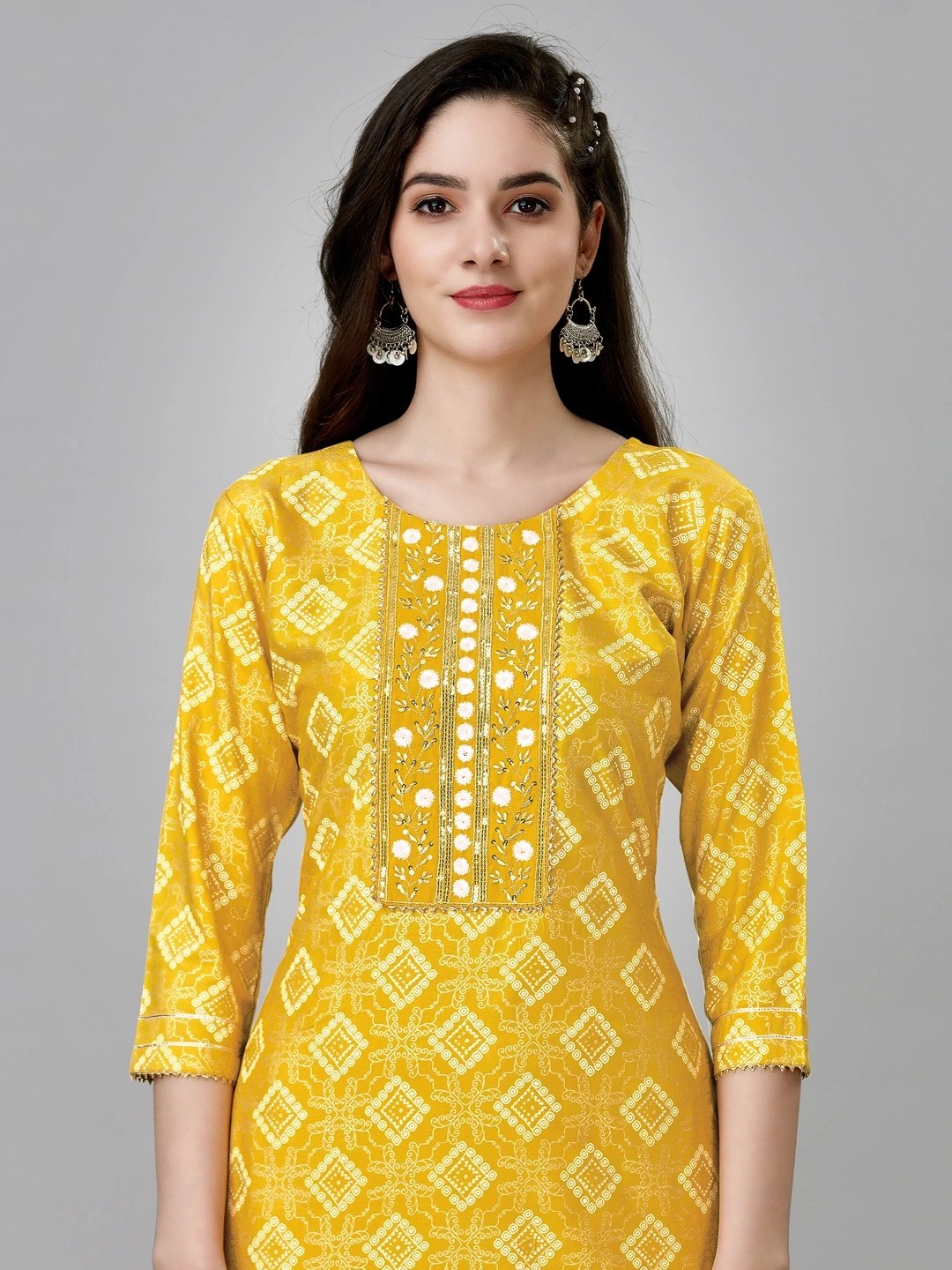 Yellow Embroidered Rayon Stitched Kurta Set - Chic Elegance for Women-Liva-1009-Yellow-S