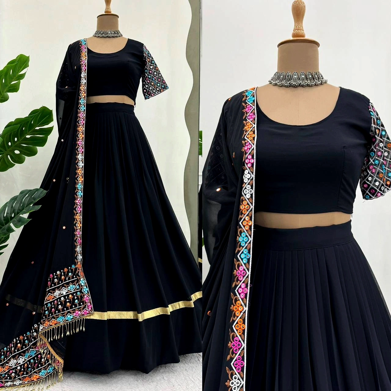 Exquisite Black Georgette Lehenga Choli for Navratri and Festive Celebrations-QRC292