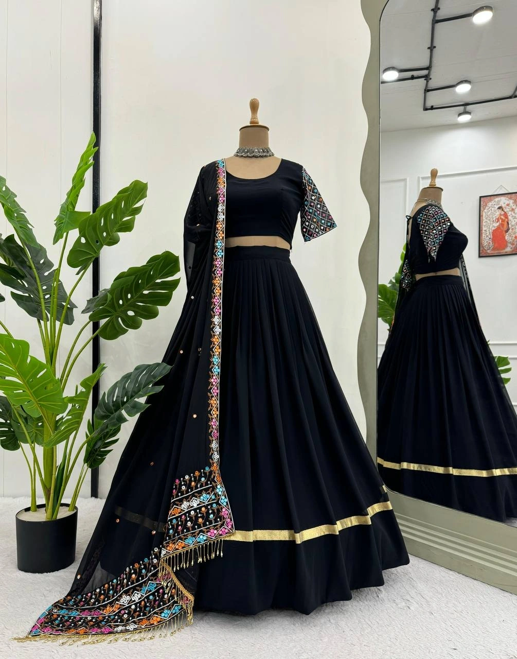 Exquisite Black Georgette Lehenga Choli for Navratri and Festive Celebrations-Black-1