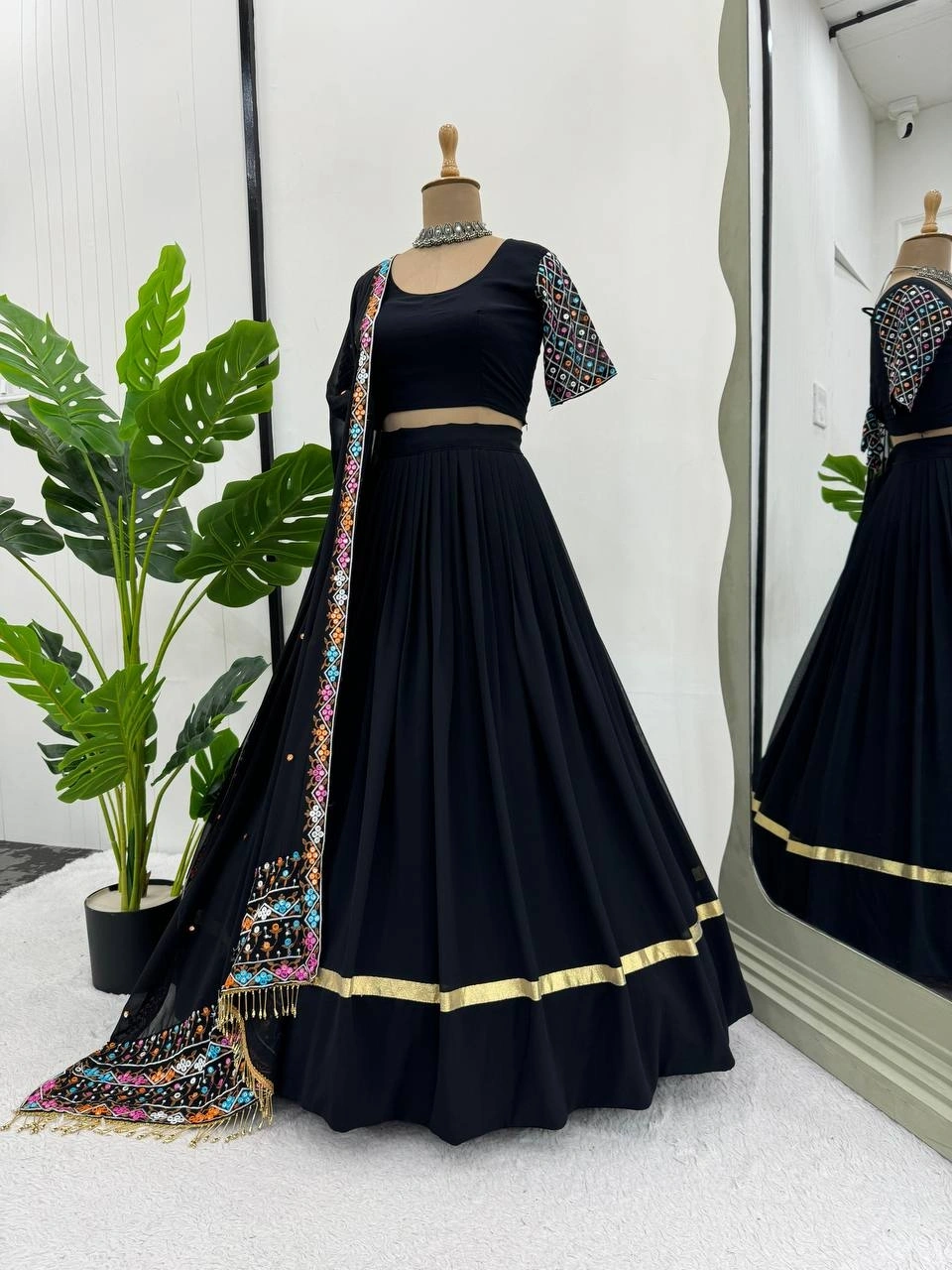 Exquisite Black Georgette Lehenga Choli for Navratri and Festive Celebrations-Black-2