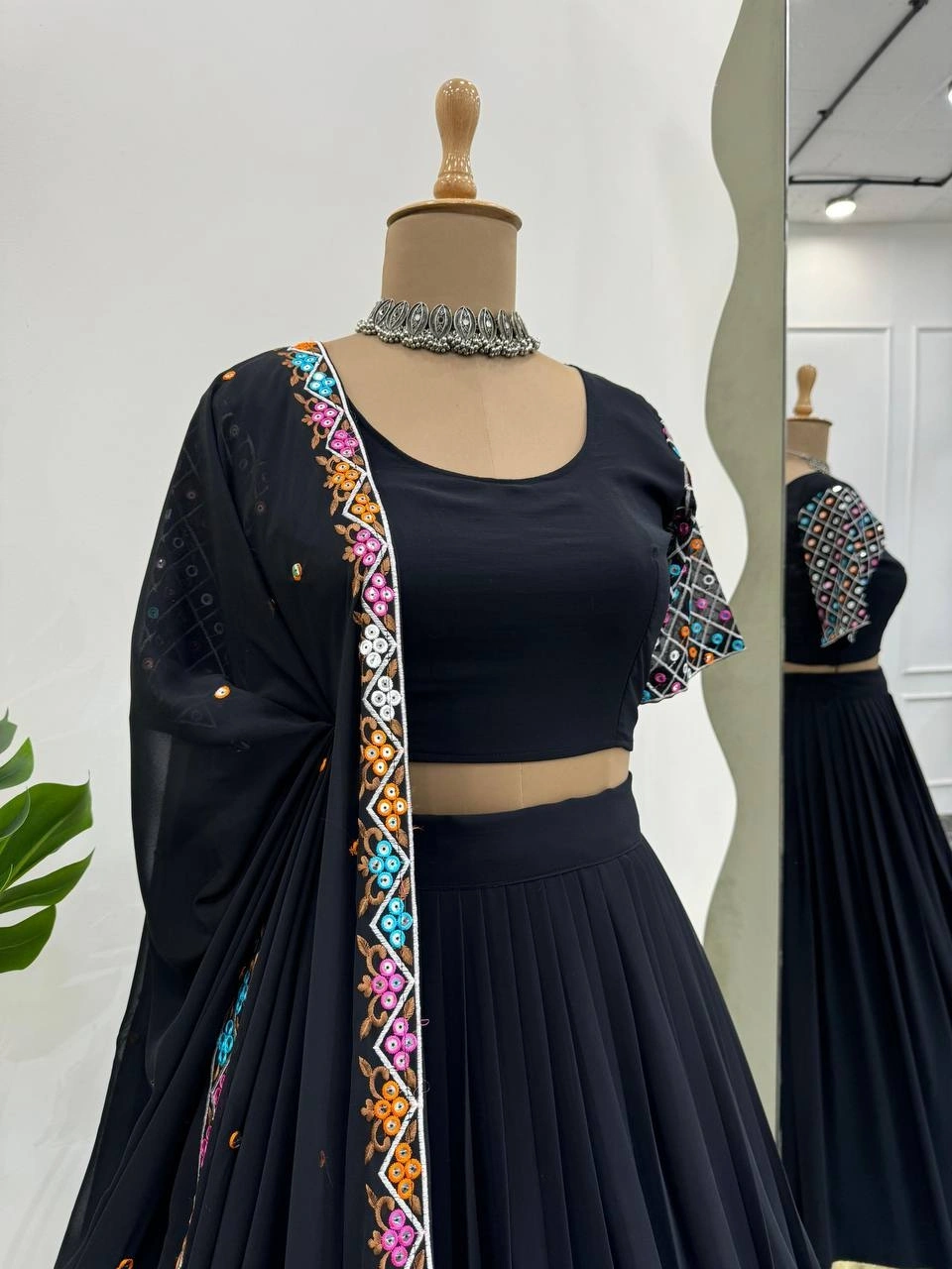 Exquisite Black Georgette Lehenga Choli for Navratri and Festive Celebrations-Black-3