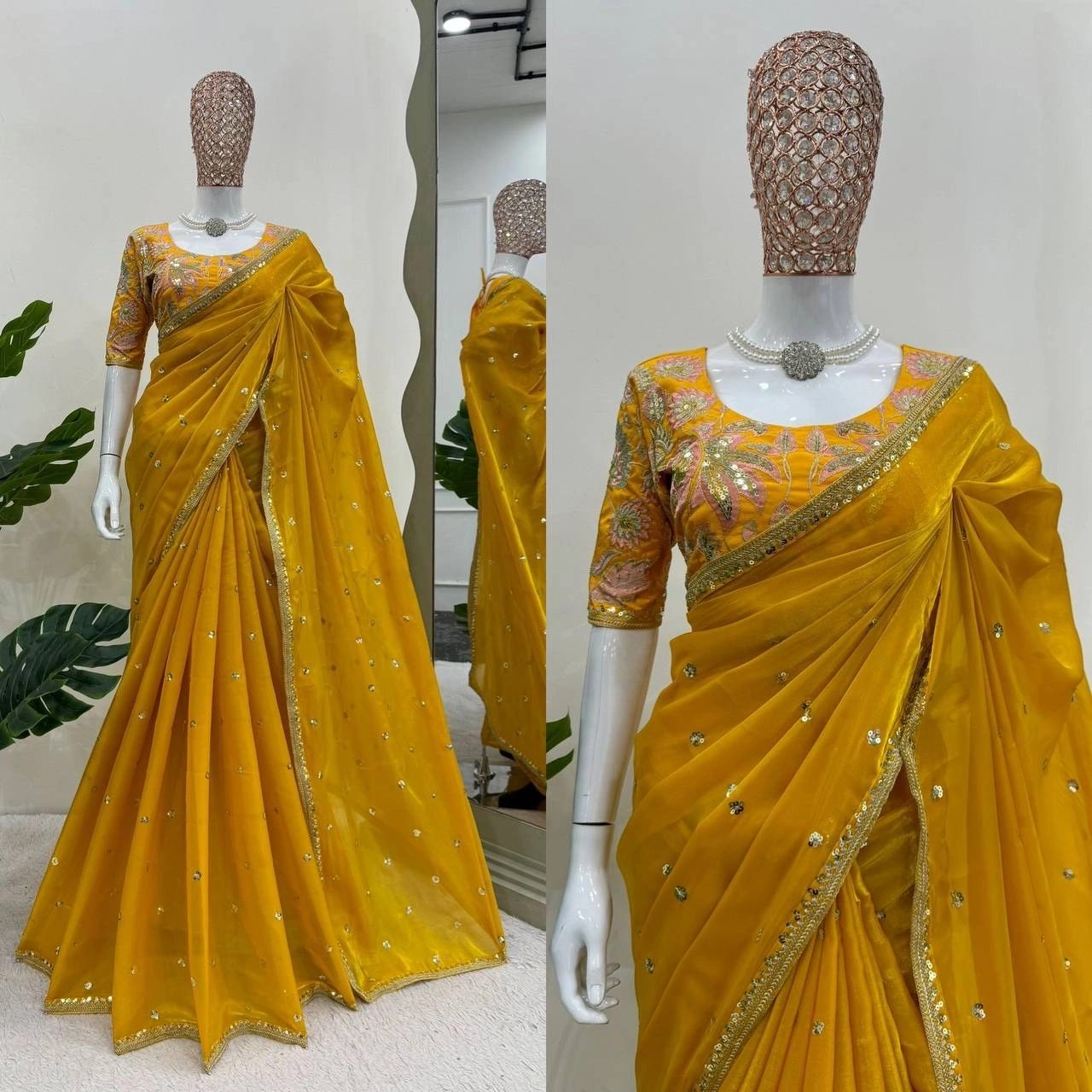 Elegance and Luxury: Jimmy Choo Designer Sarees-KD495-Yellow